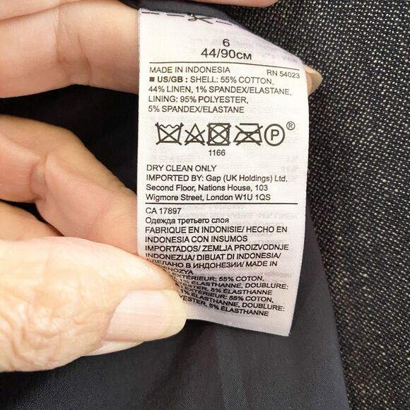 Banana Republic Sz 6 Peak Lapel Double Breasted Linen Blend Blazer Navy Blue - Picture 7 of 12